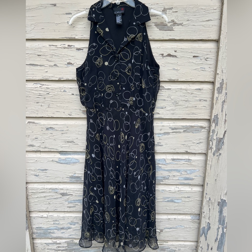 Vintage Scarlet Op Art To Wear 90s Y2K Sleeveless Fairycore Flowy Midi Dress 10